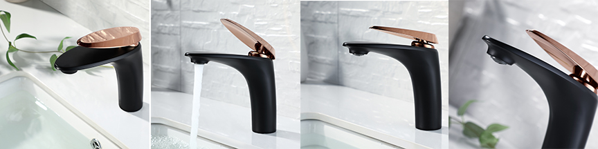 Rose Gold Handle Wash Basin Faucet