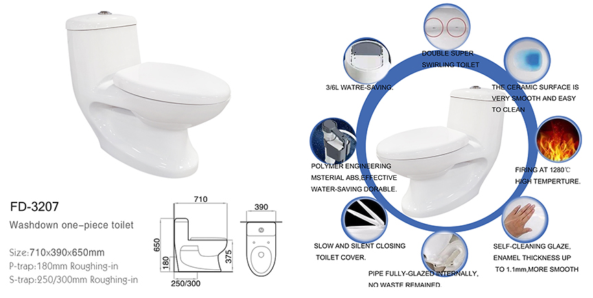 Ceramic Washdown One Piece Toilet