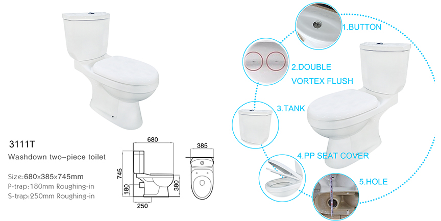 Bathroom Ceramics Two Piece Toilet