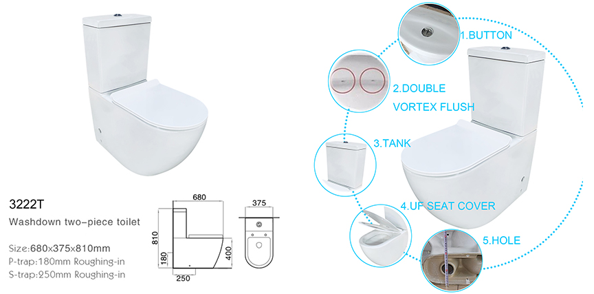 White Chinese  Two Piece Toilet Bowl