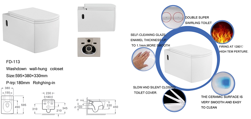 Rectangular Wall Hung Toilet