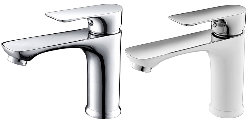 Chrome And White Wash Basin Faucet