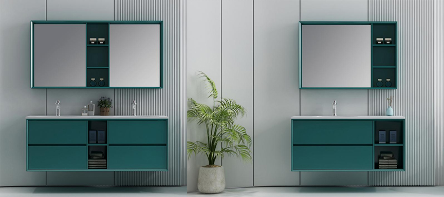 Wood color Solid Wood Bathroom Cabinet