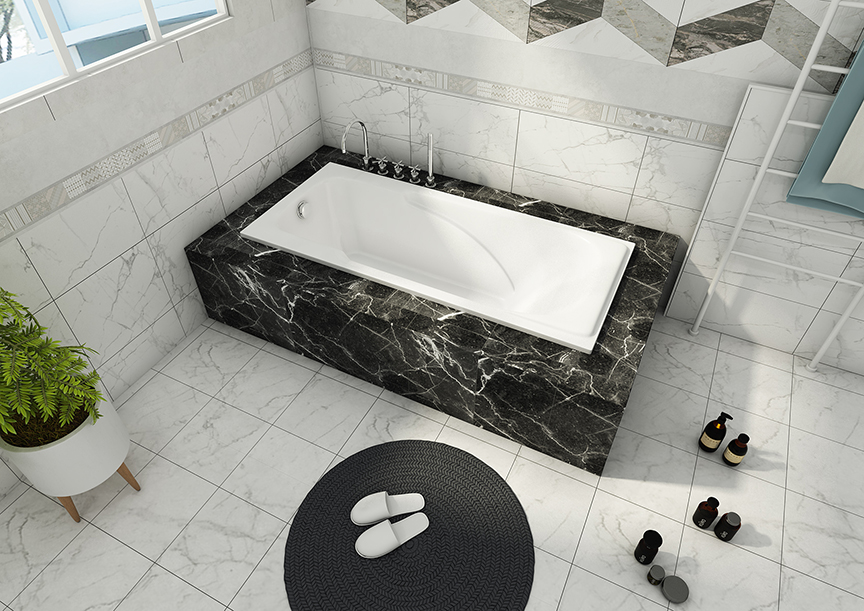 Acrylic Indoor Built In Bathtub
