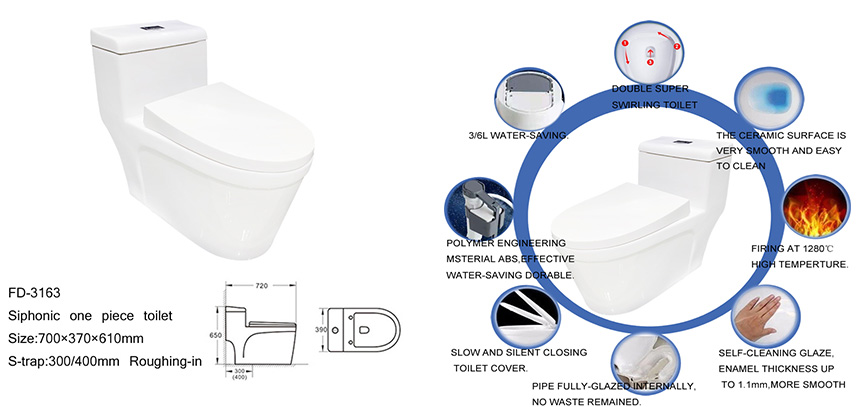 Siphonic Jet Flushing One Piece Toilets