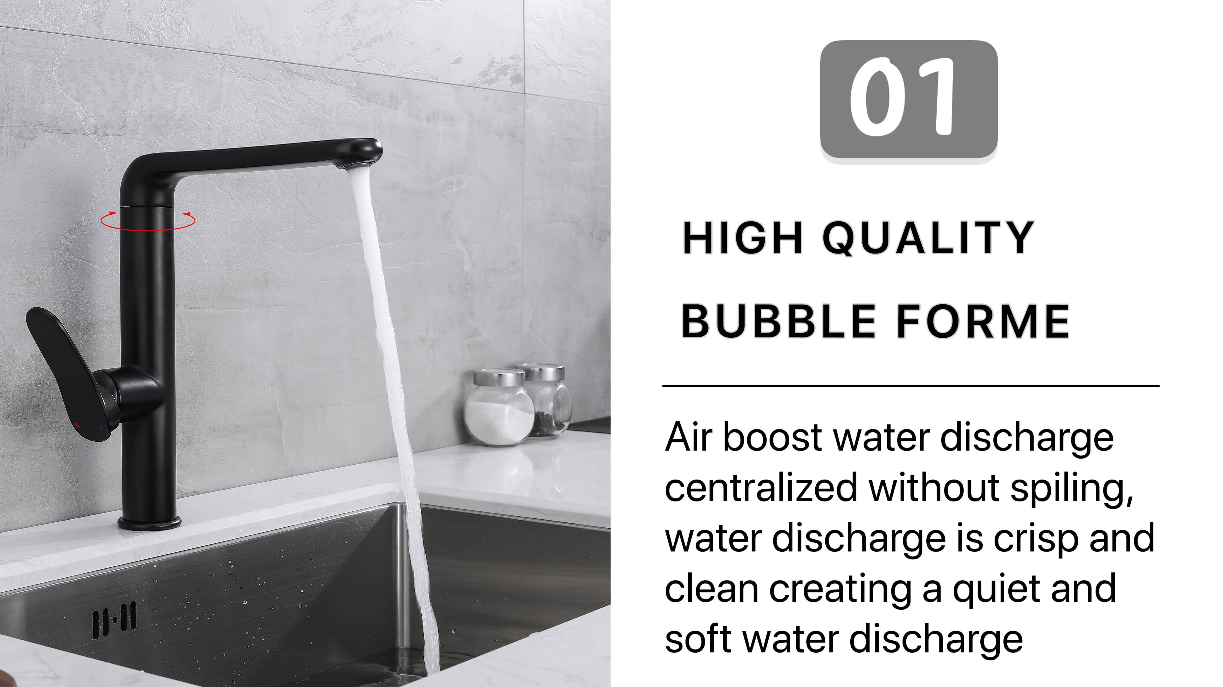 Black Square Kitchen Faucet 