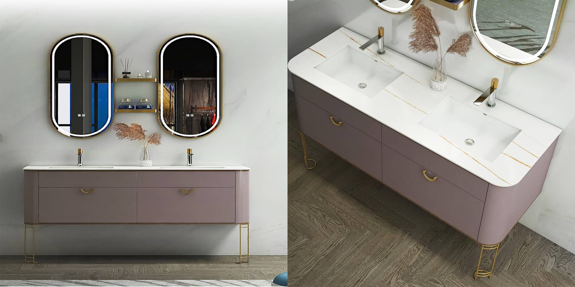 Pink Color Solid Wood Bathroom Cabinet price