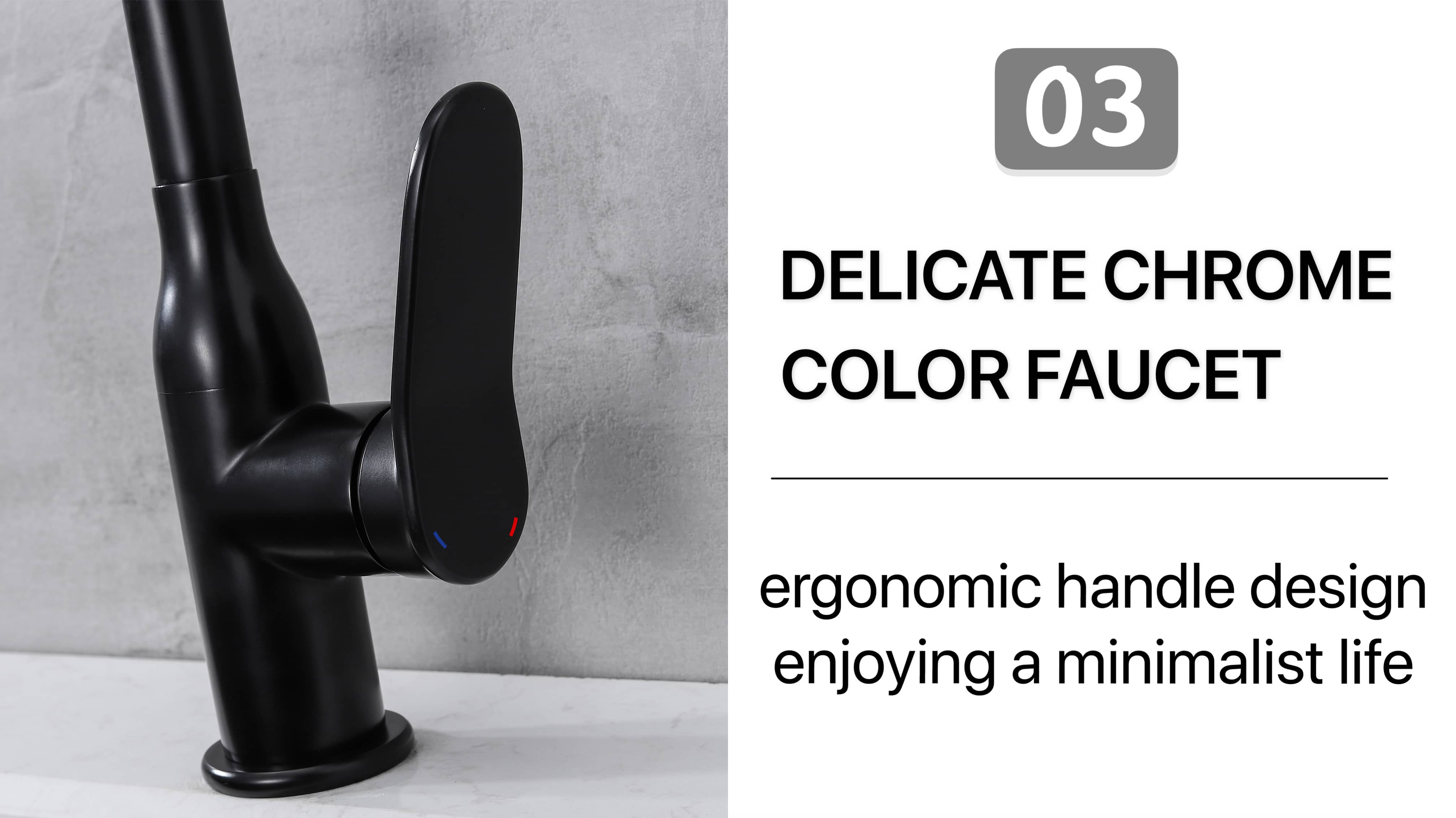 ching Black Round Tube  Kitchen Faucet