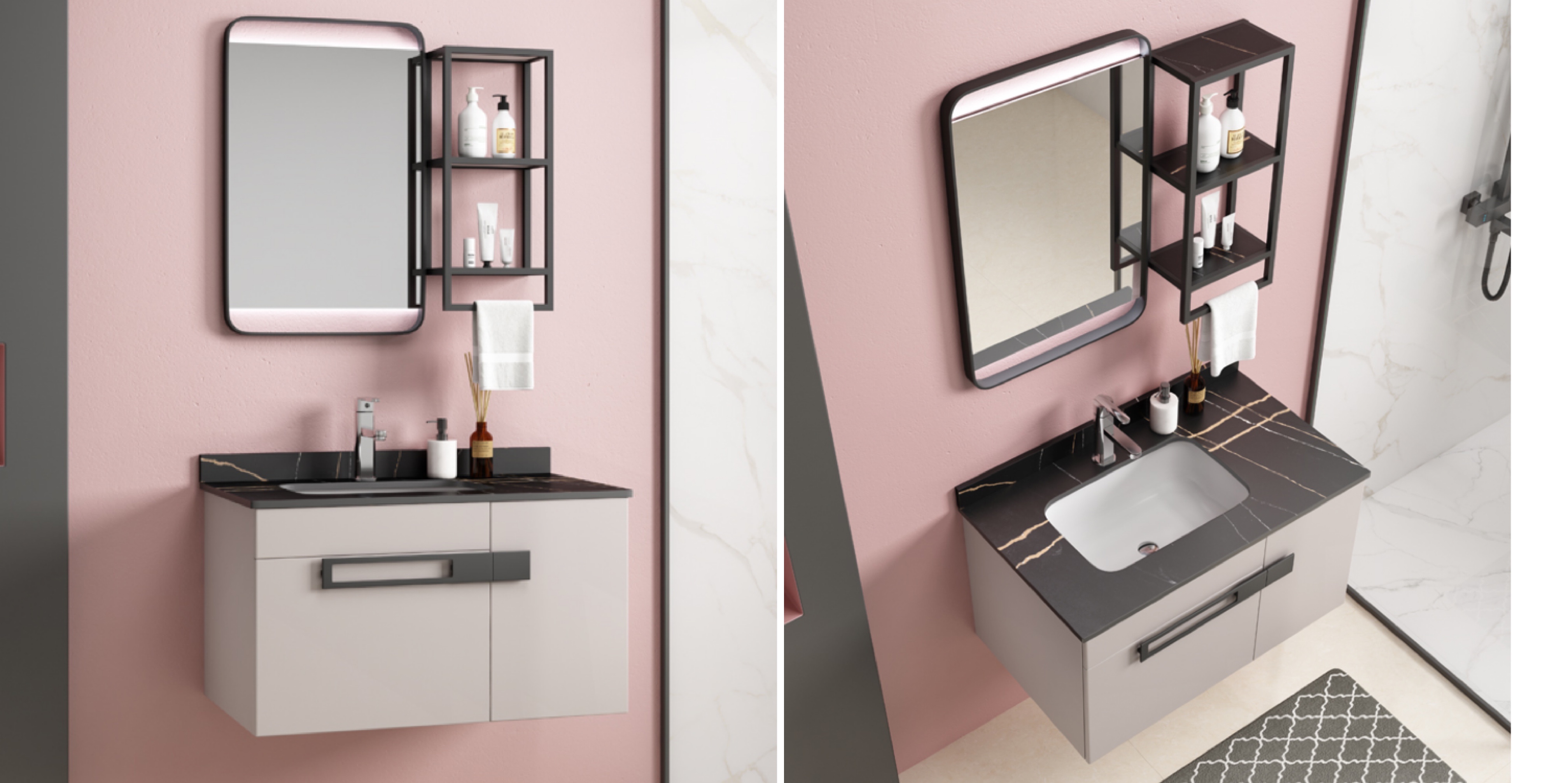 Floating Aluminum Bathroom Cabinet