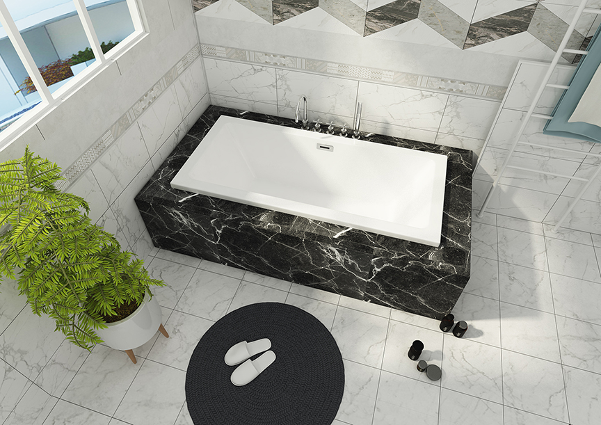 Wider Edge Rectangular Built In Bathtub
