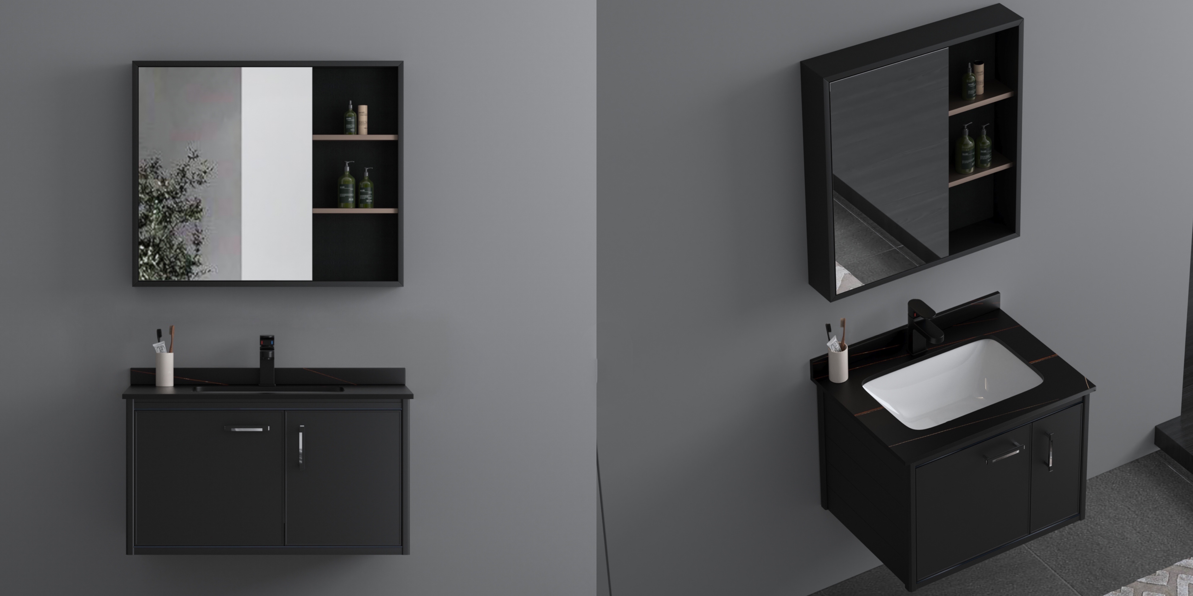 Black Aluminum Bathroom Cabinet