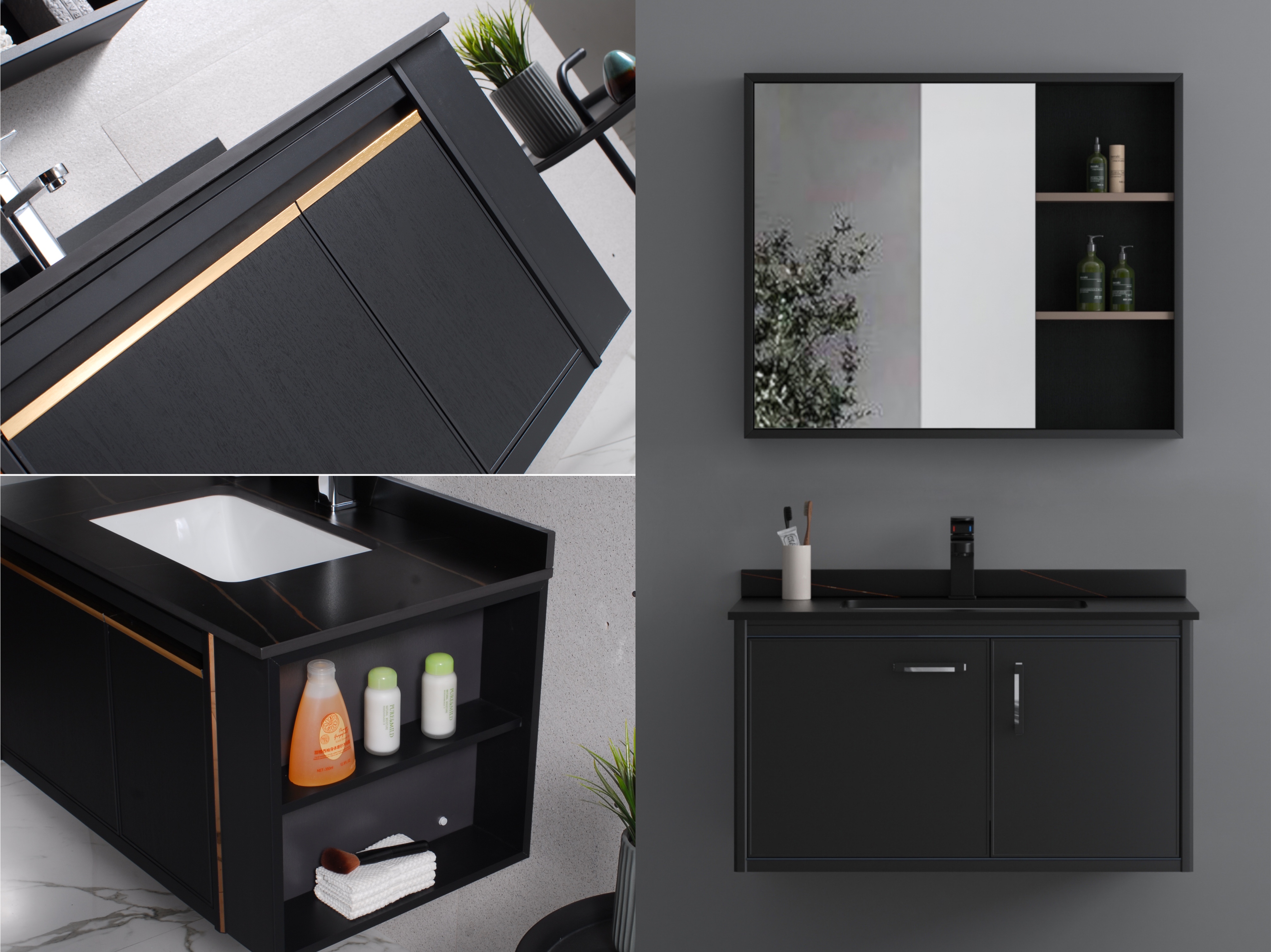 Black Aluminum Bathroom Cabinet