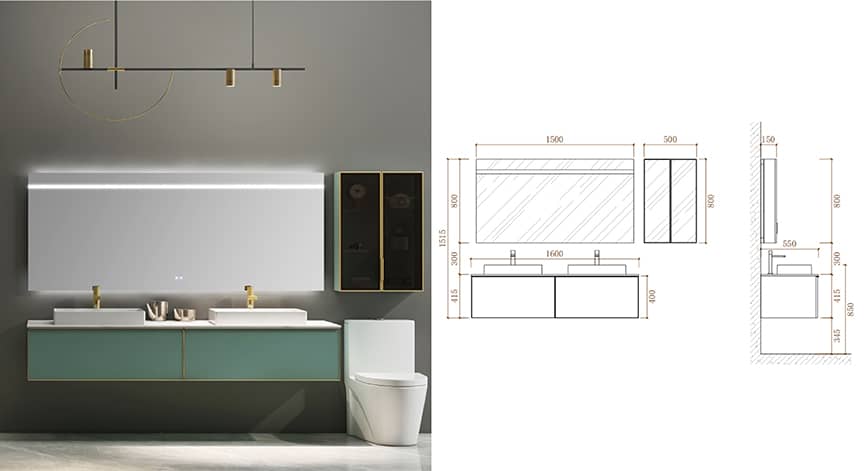 Light green Solid Wood Bathroom Cabinet PRICE