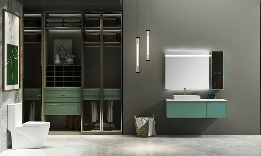 Light green Solid Wood Bathroom Cabinet