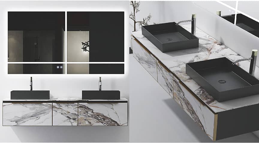 china Double Basin Solid Wood Bathroom Cabinet