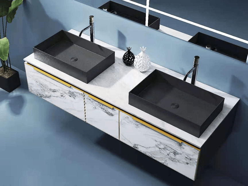Double Basin Solid Wood Bathroom Cabinet
