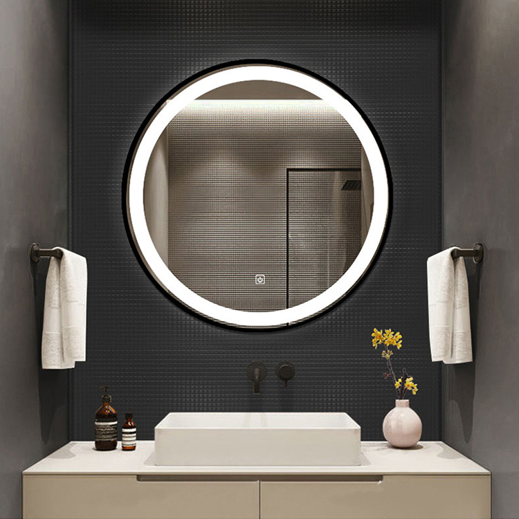 Gold frame vanity led mirror