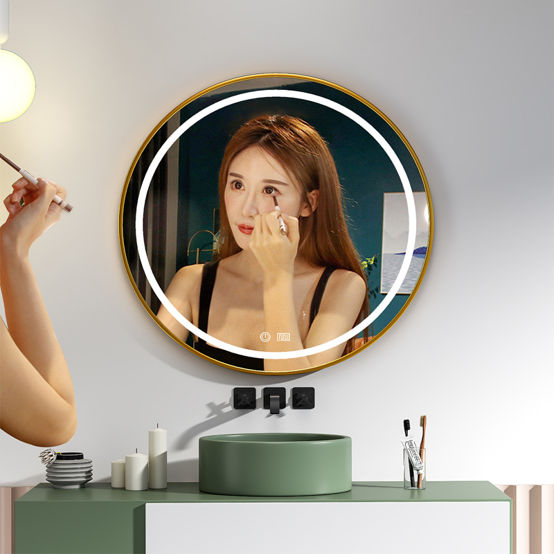 Gold frame vanity led mirror