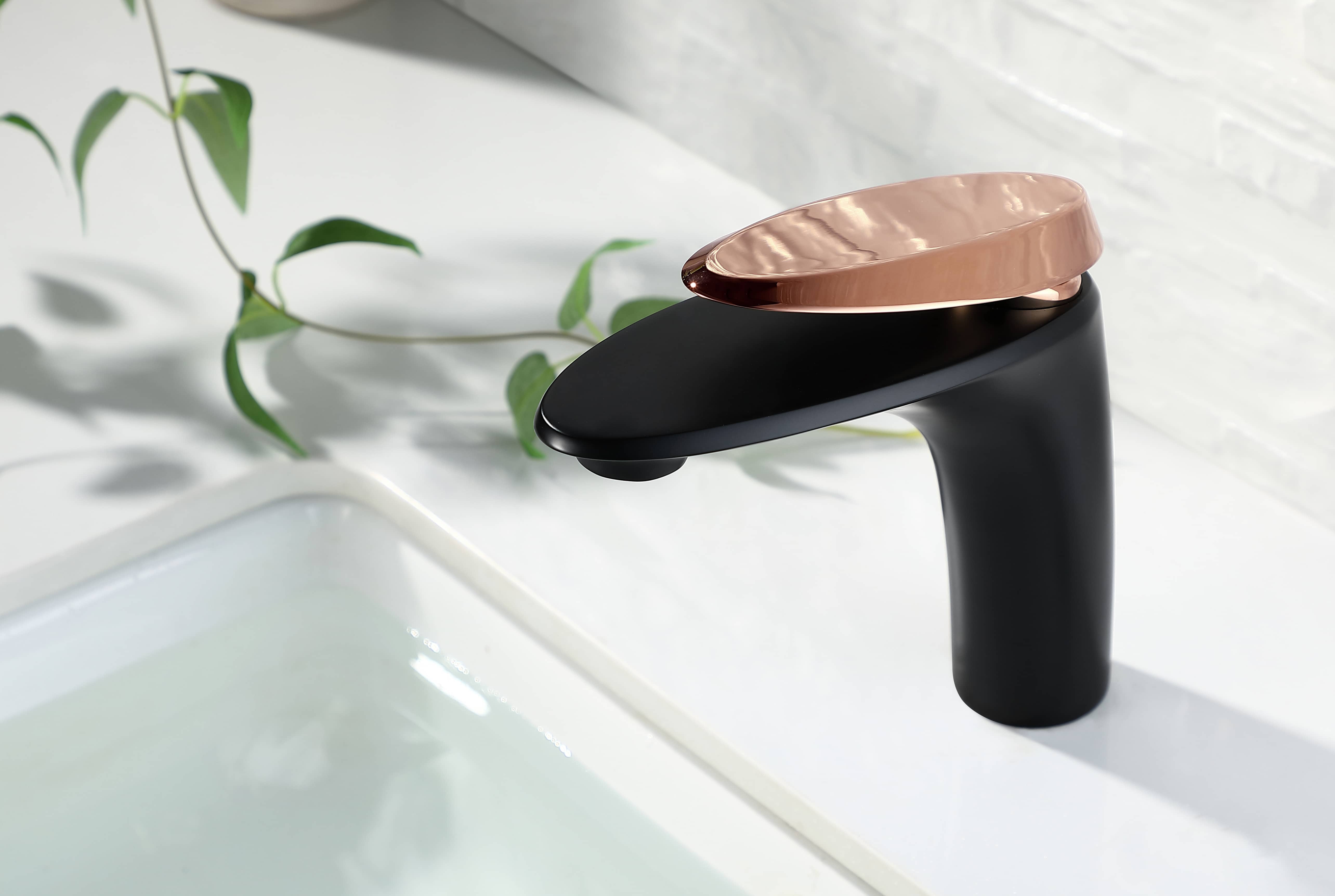 Rose Gold Handle Wash Basin Faucet