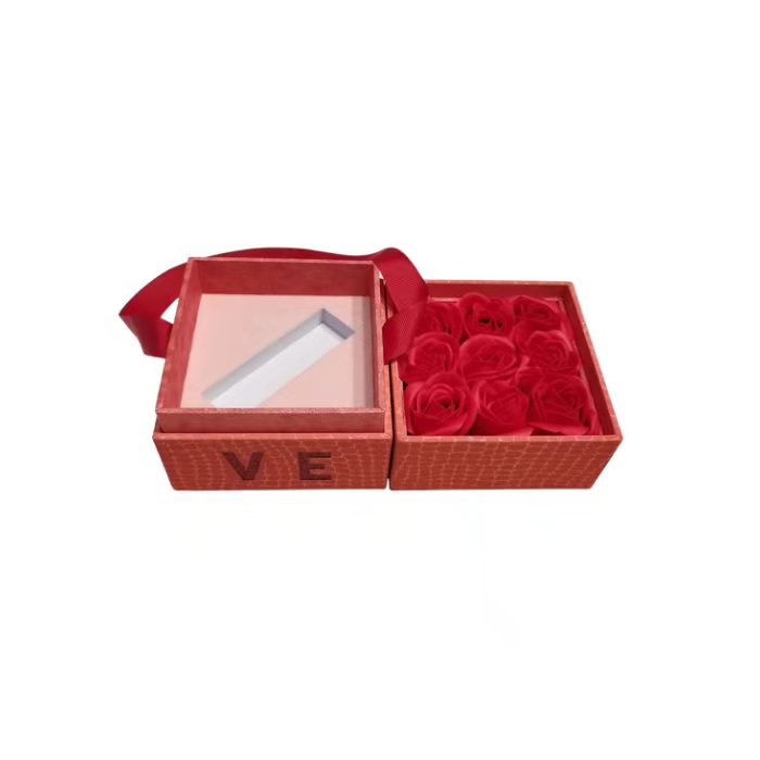 Pink rose lip gloss paper cosmetics box