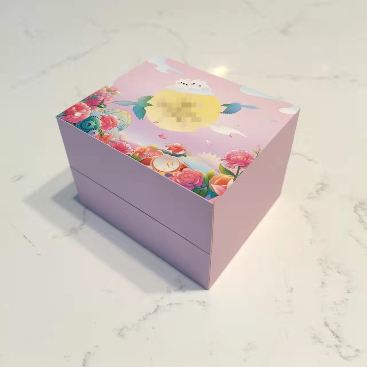 Pink Printing paper  wooden watch box