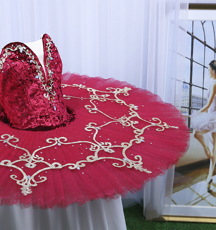 Red Velvet Sequin Ballet Dress
