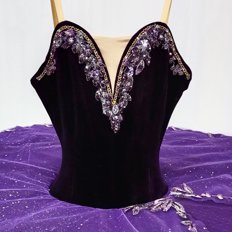 Purple Scalloped Sequin Ballet Dress