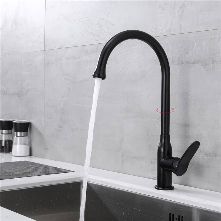 Black Round Tube  Kitchen Faucet