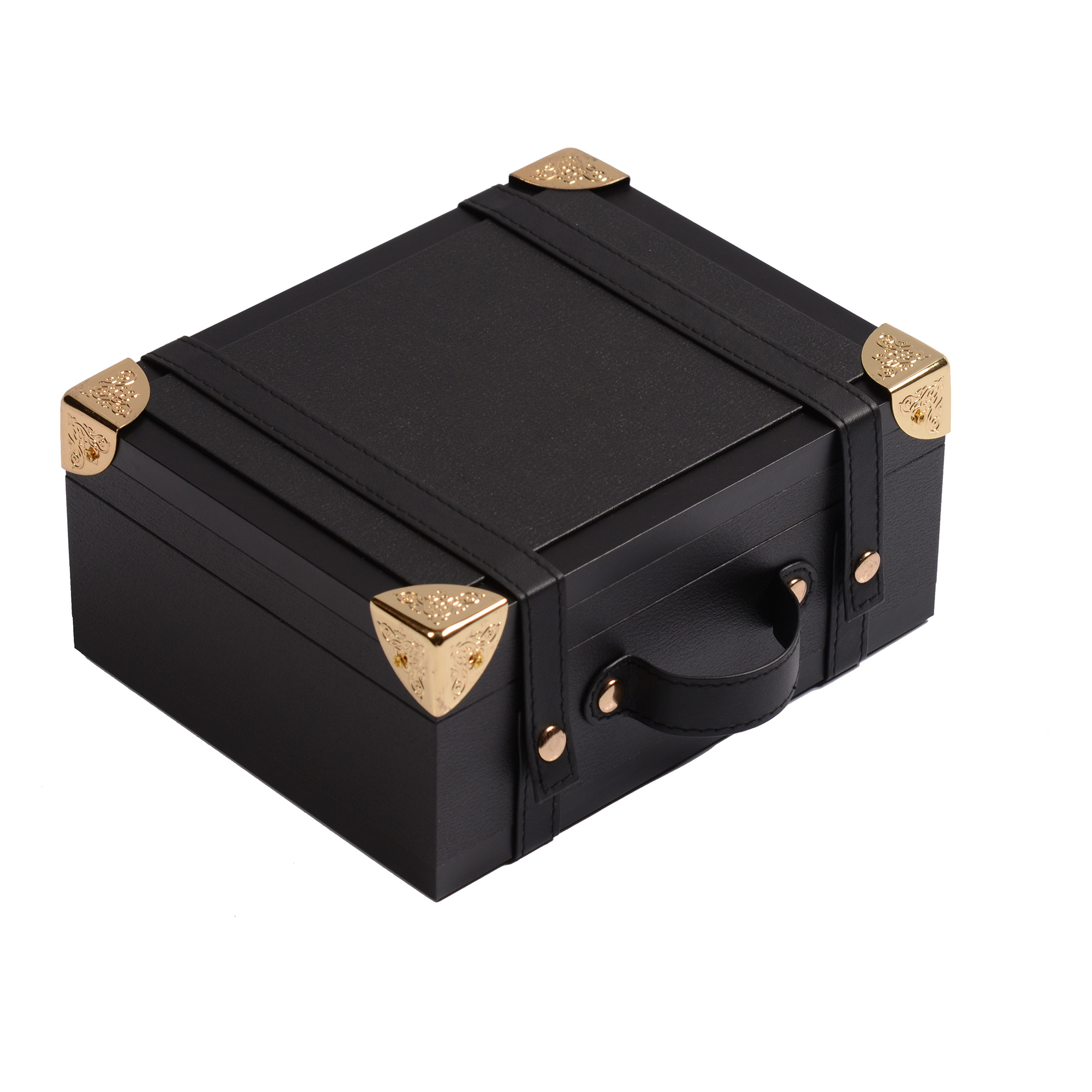 Black portable wooden watch box