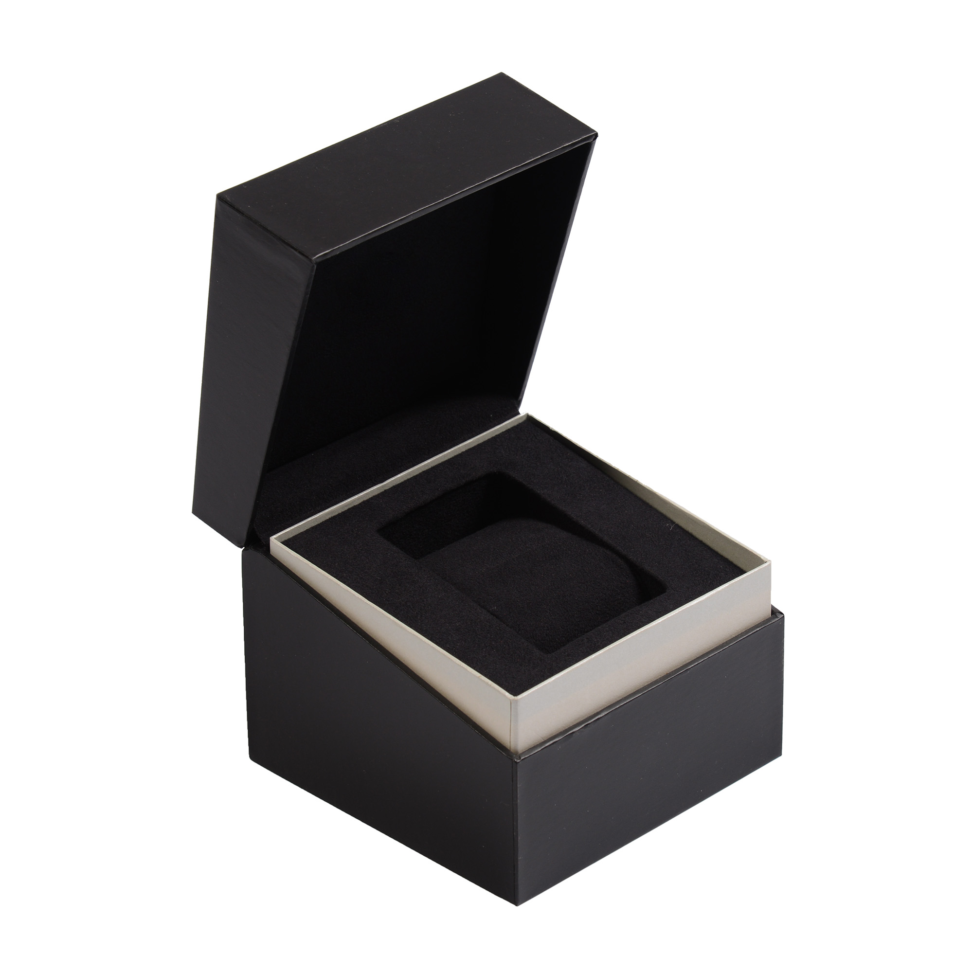 Black tactile paper wooden watch box