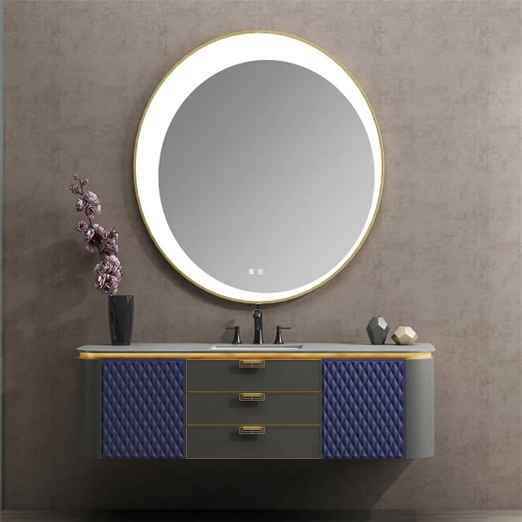Blue Color Solid Wood Bathroom Cabinet