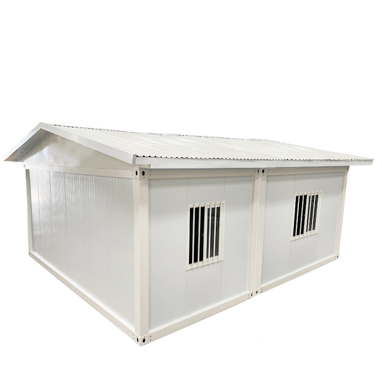 Flat pack office container house with double slopes roof