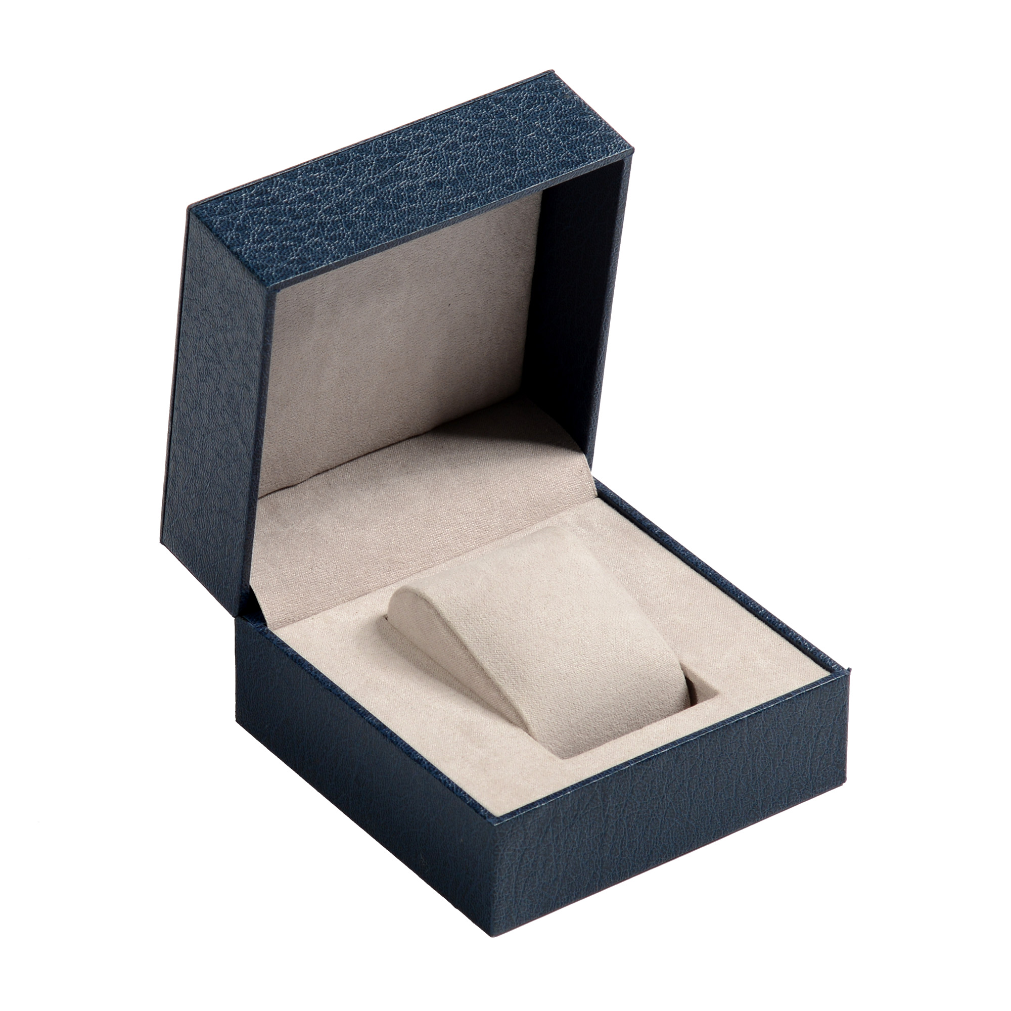 Dark blue leather-filled paper plastic watch box