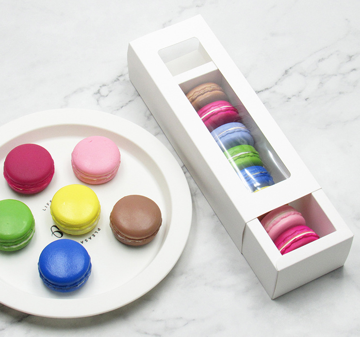 Customized printing pink food macaroon box macaron cookie packaging gift boxes with window