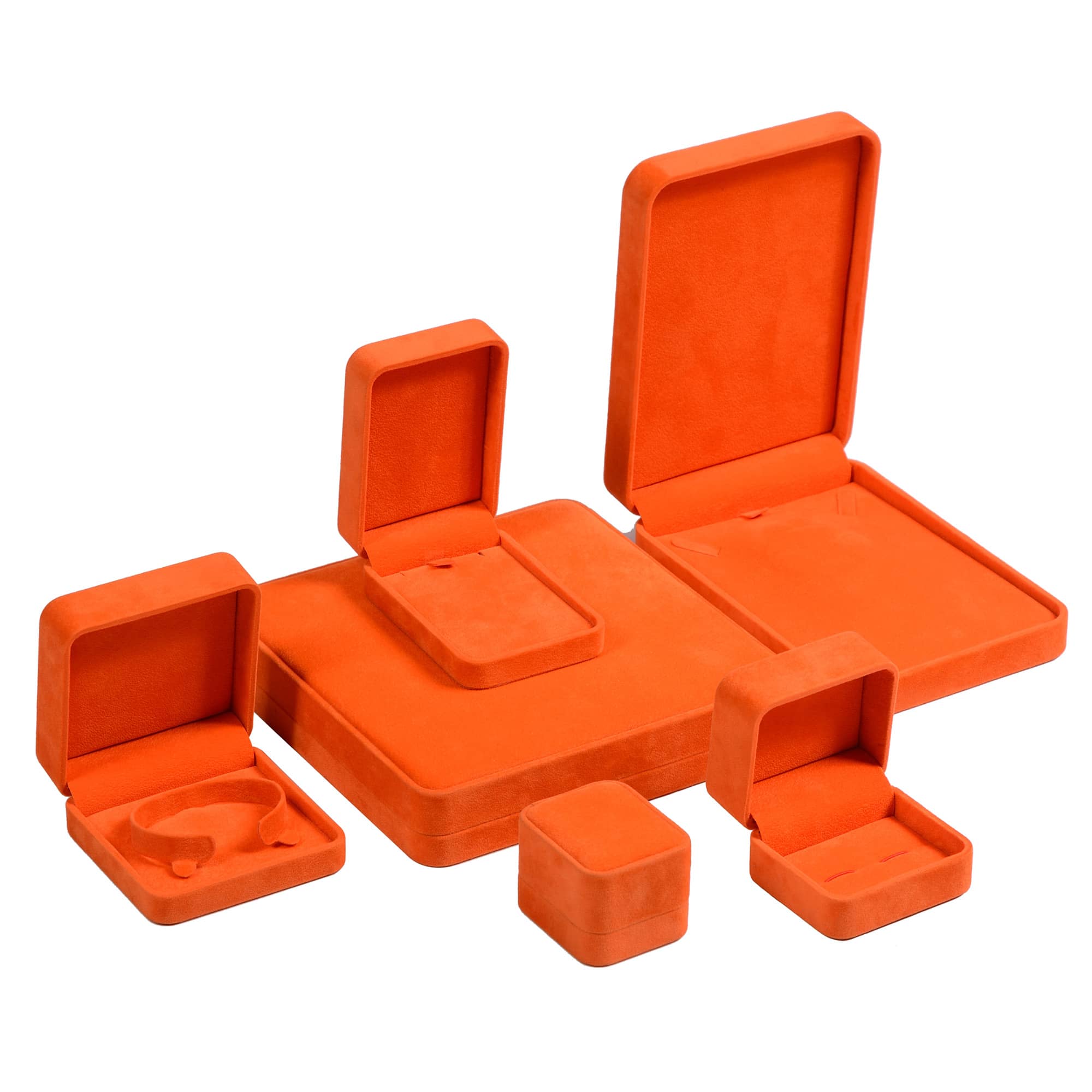 Orange red flannel plastic jewelry box