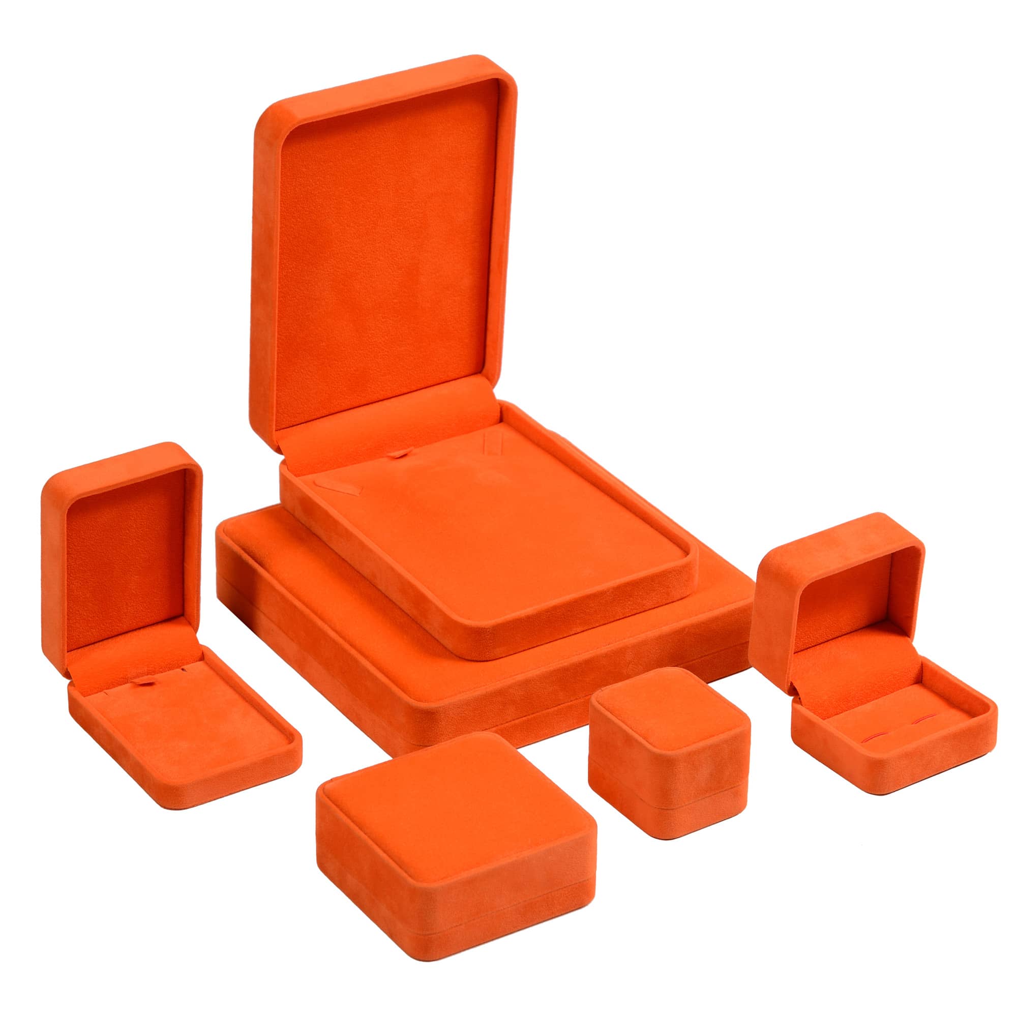 Orange red flannel plastic jewelry box