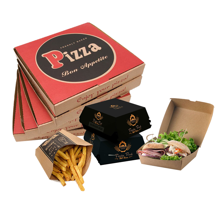 Wholesale Cheap Custom Printed Personalized All Size 9 10 11 12 14 18 Inch Corrugated Kraft Paper Fries Burger Pizza Boxes