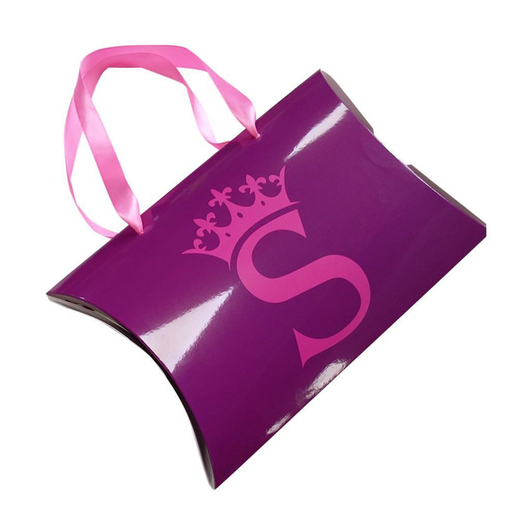 Pillow Box Style Packaging Customized Printed logo paper recycled pillow paper box for hair extensions
