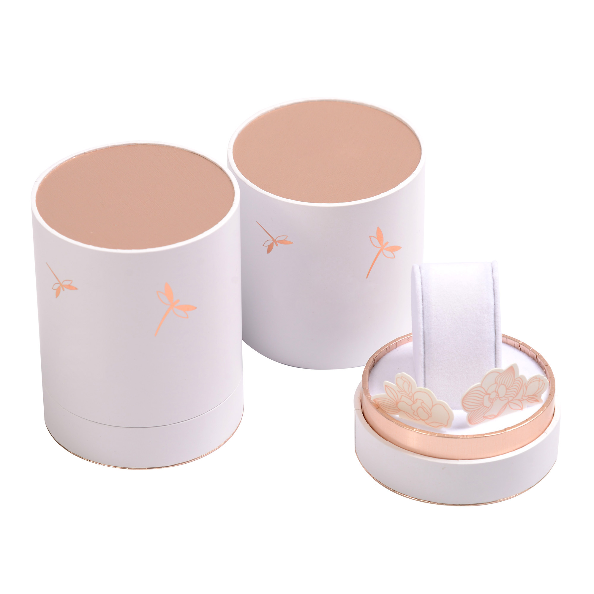 Pink PU cylinder paper watch box