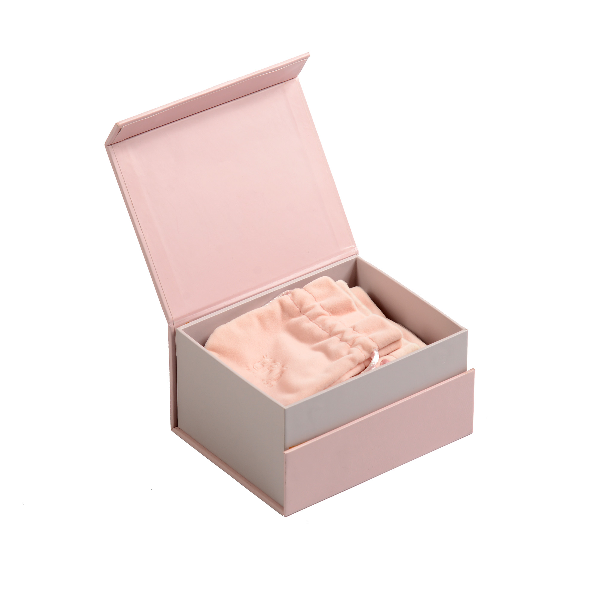 Pink clamshell paper jewelry box