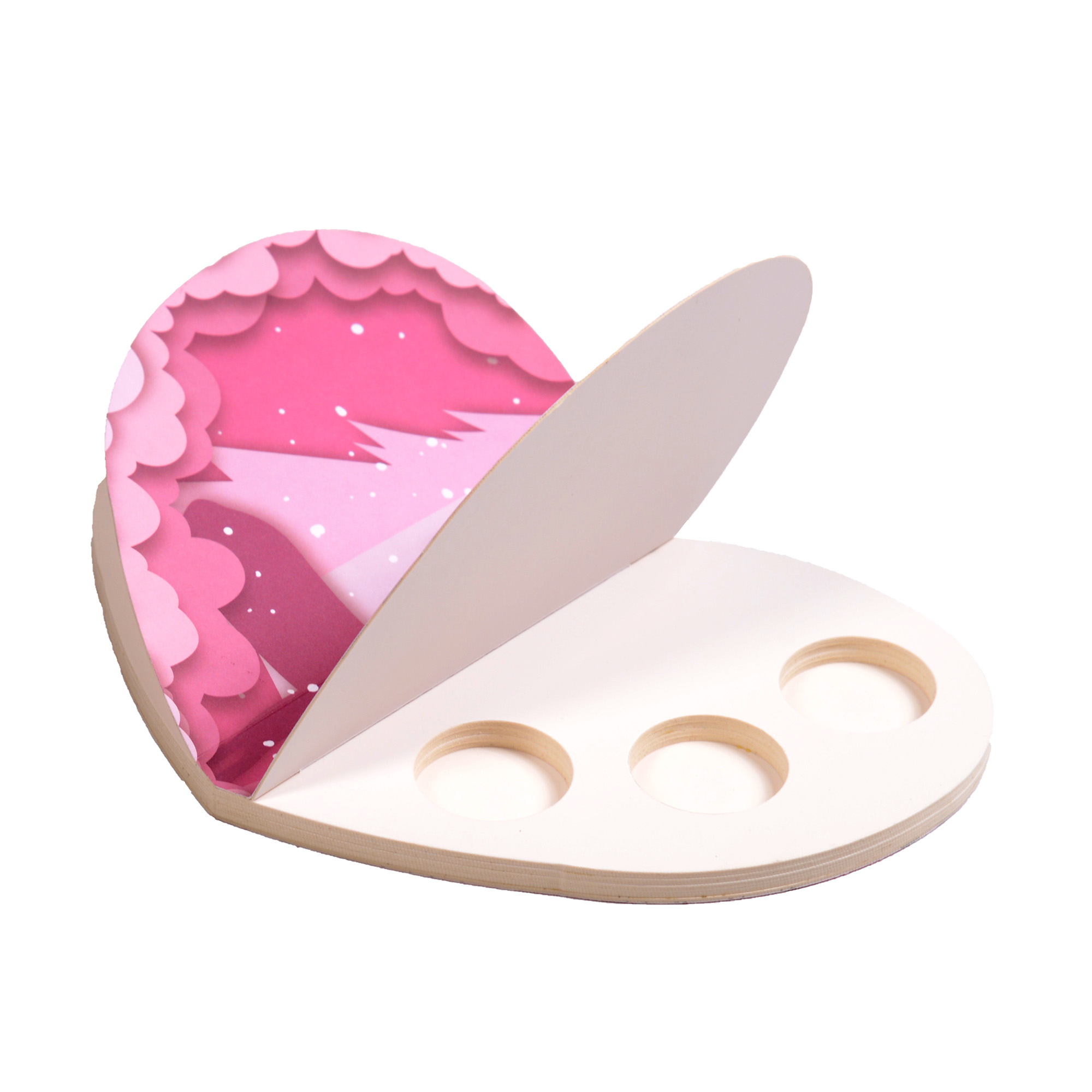 Pink heart-shaped eye shadow paper cosmetics box