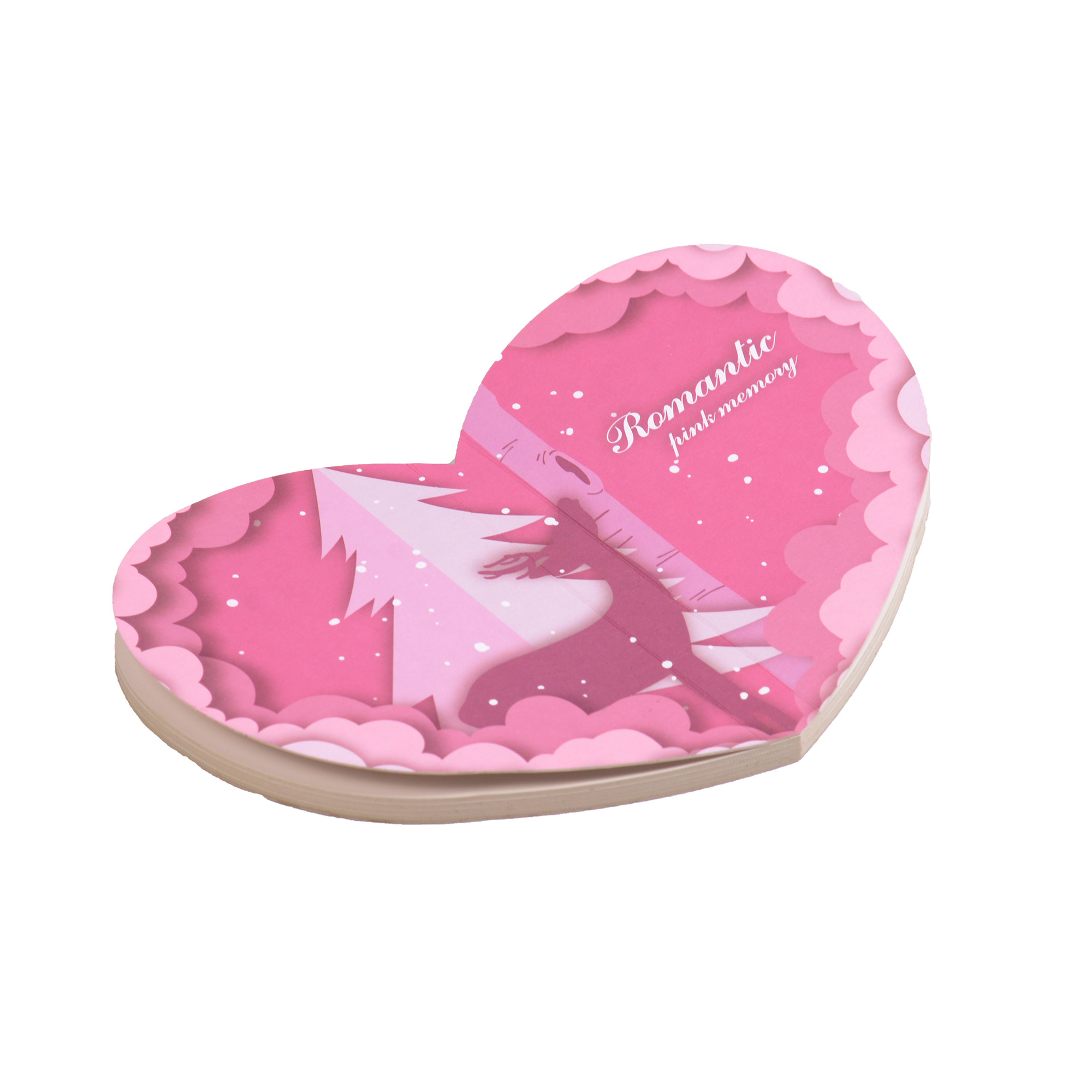 Pink heart-shaped eye shadow paper cosmetics box