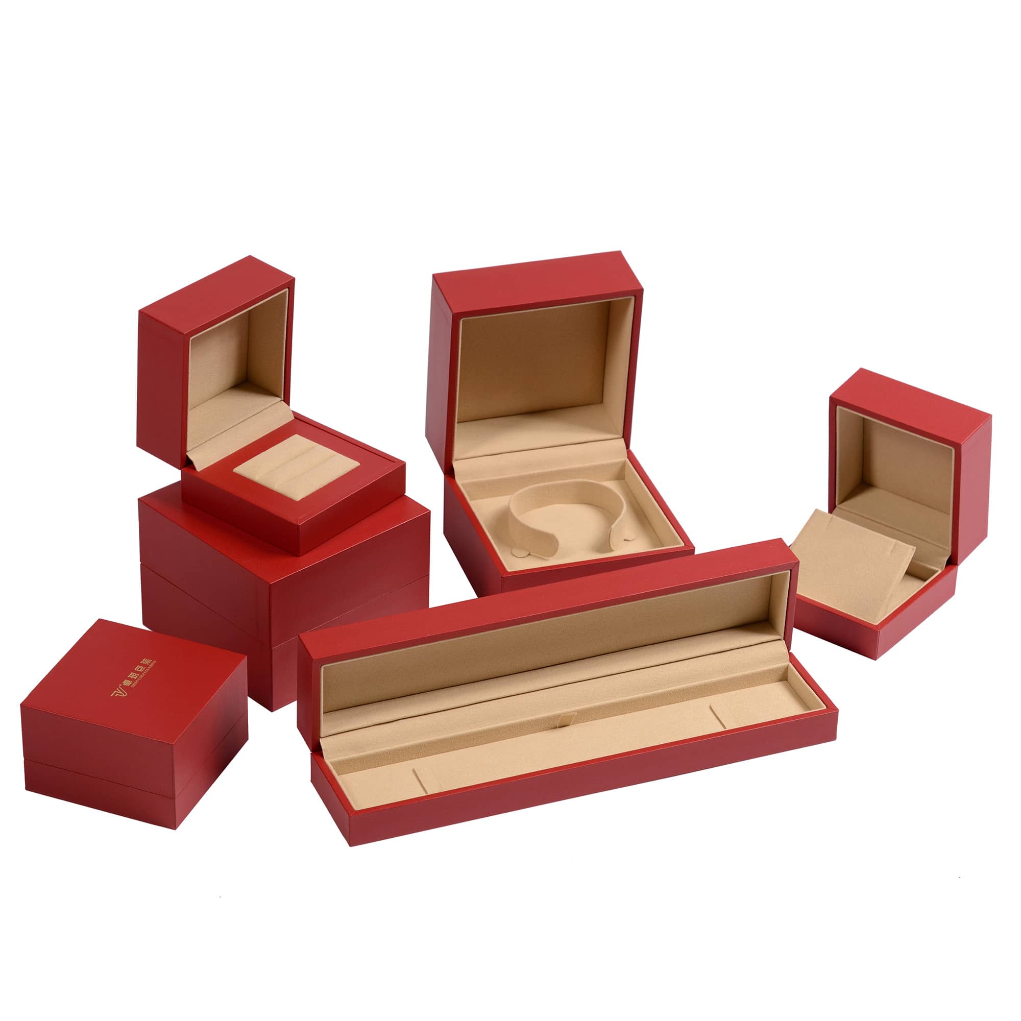 Red Filled Paper Plastic Jewelry Box