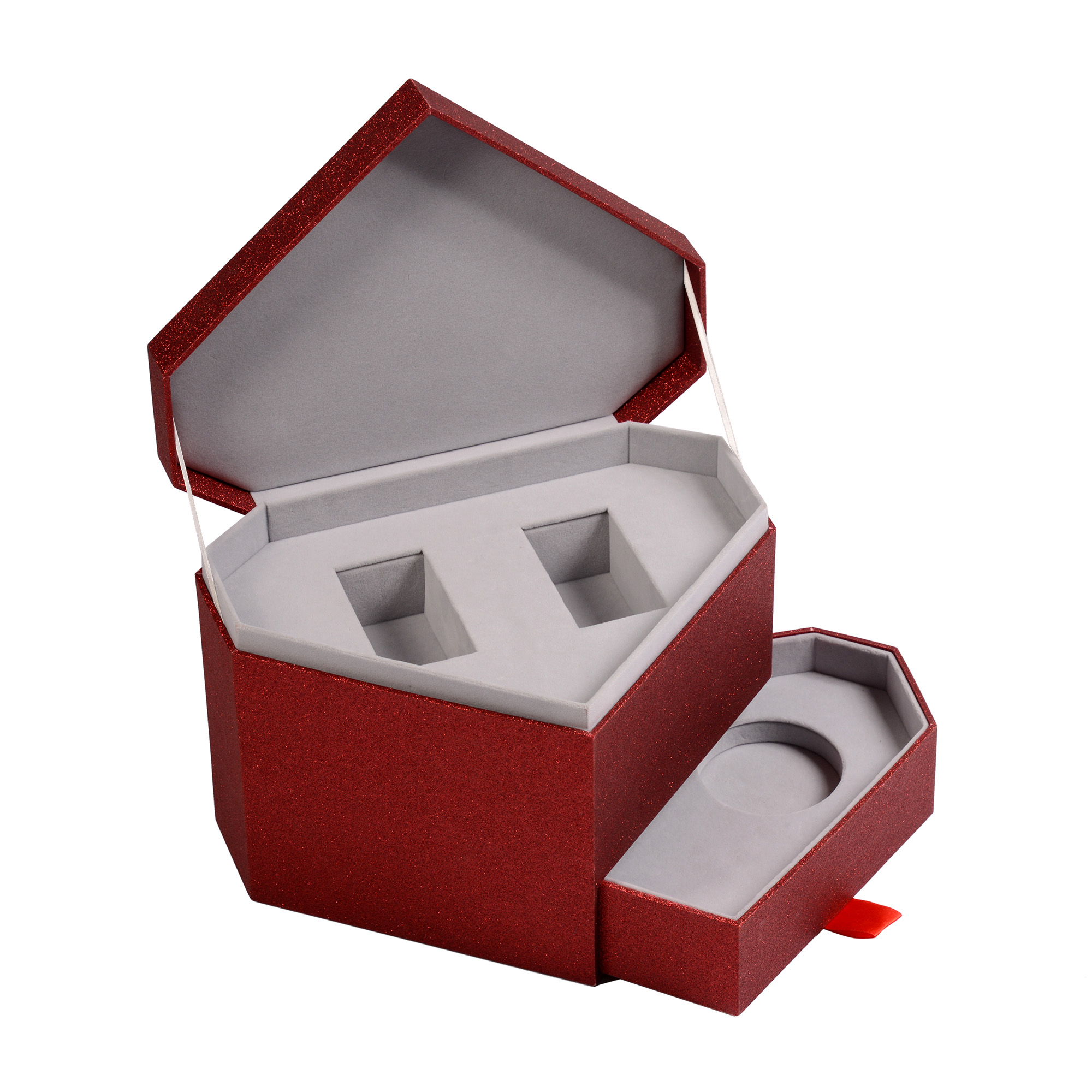 Red diamond heart-type plastic watch box