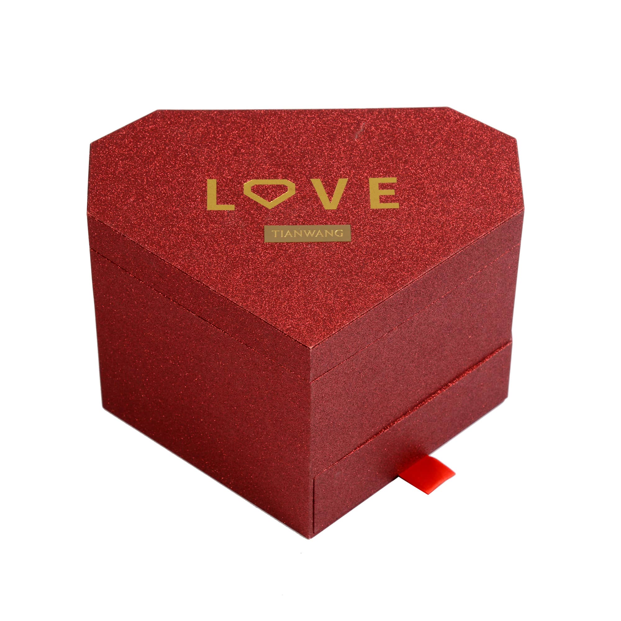 Red diamond heart-type plastic watch box