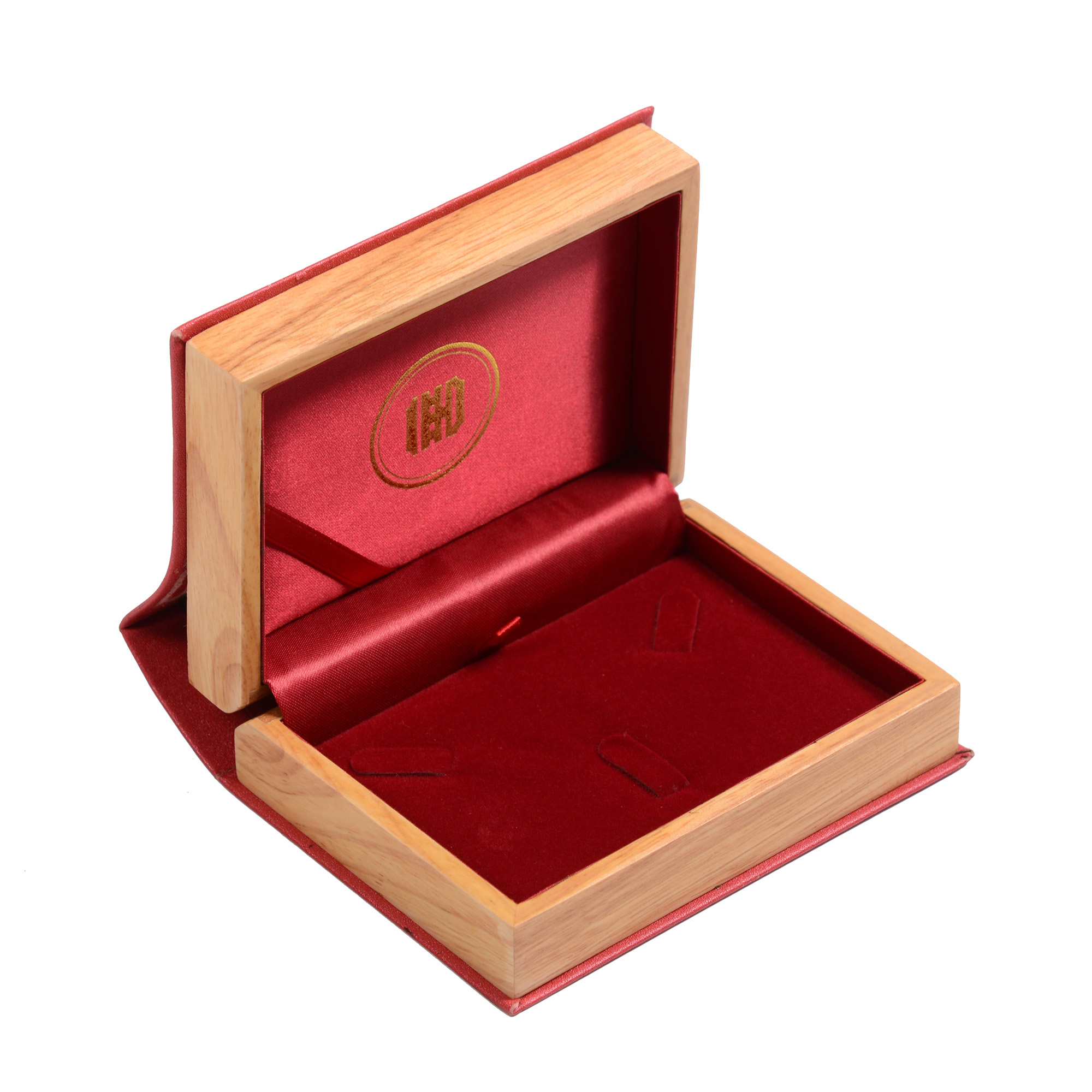 Red embossed PU wooden precious metal packing box