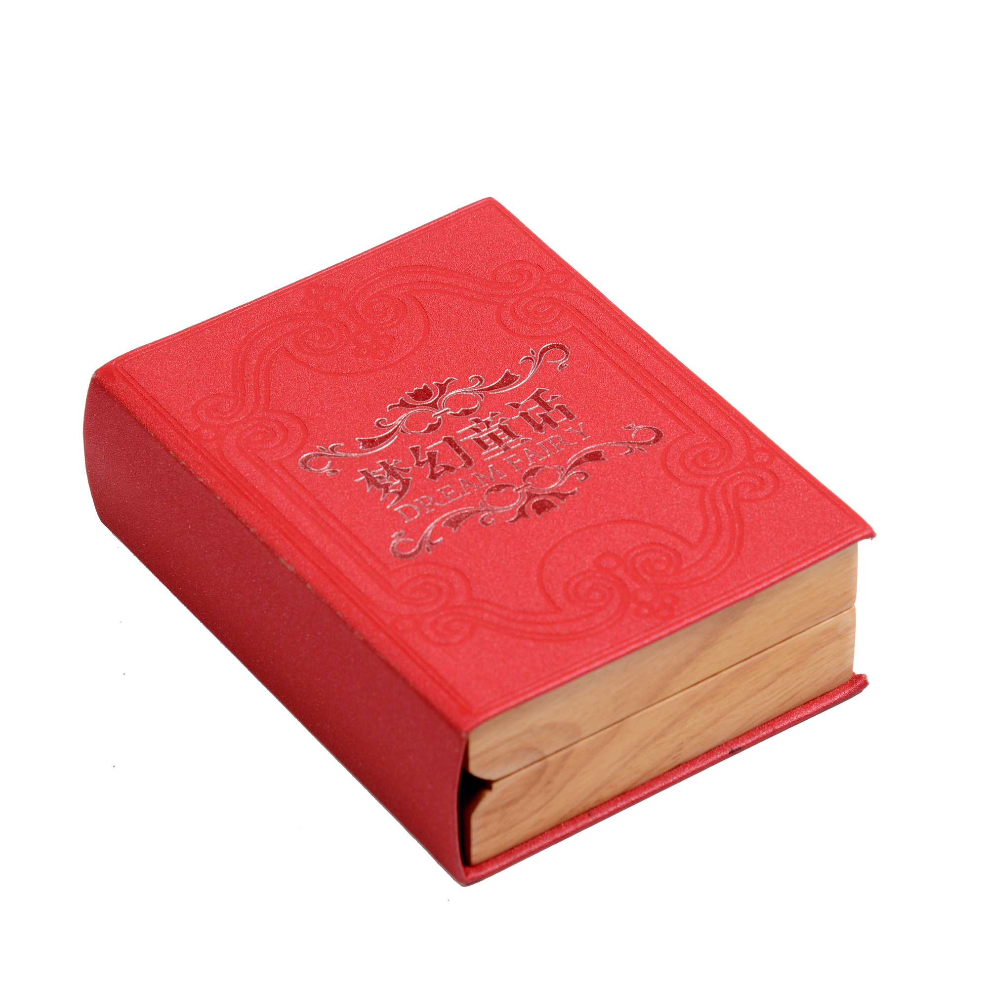 Red embossed PU wooden precious metal packing box