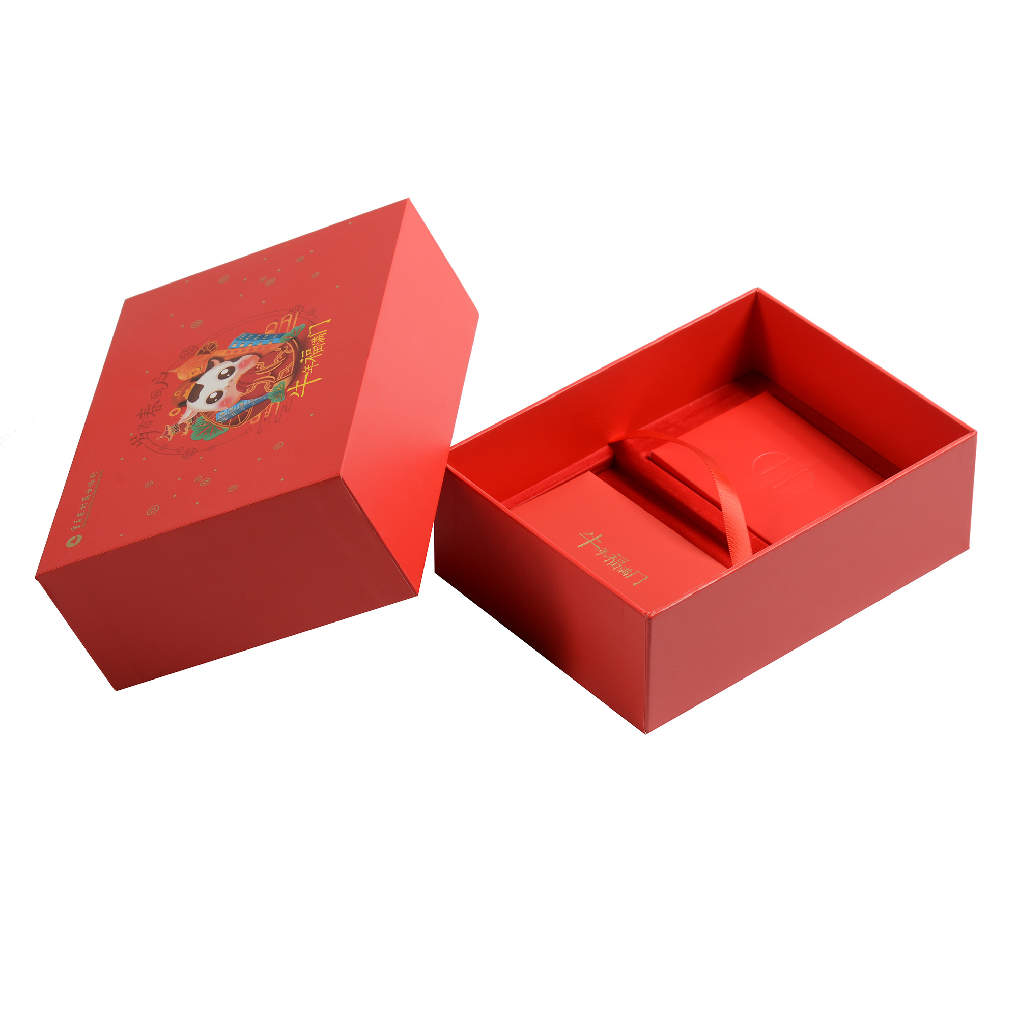 Red printed paper souvenir paper precious metal box