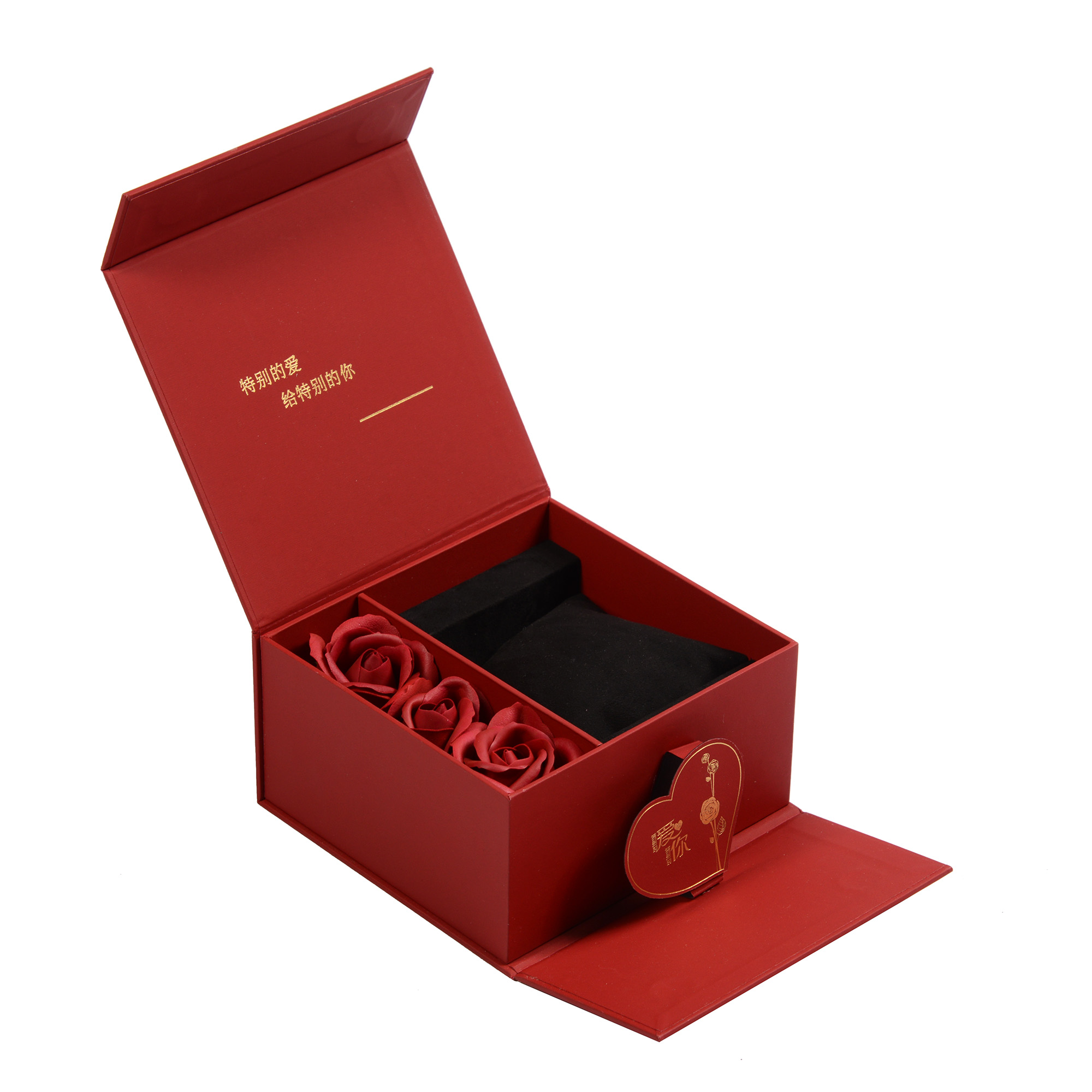 Red tactile paper rose paper watch box