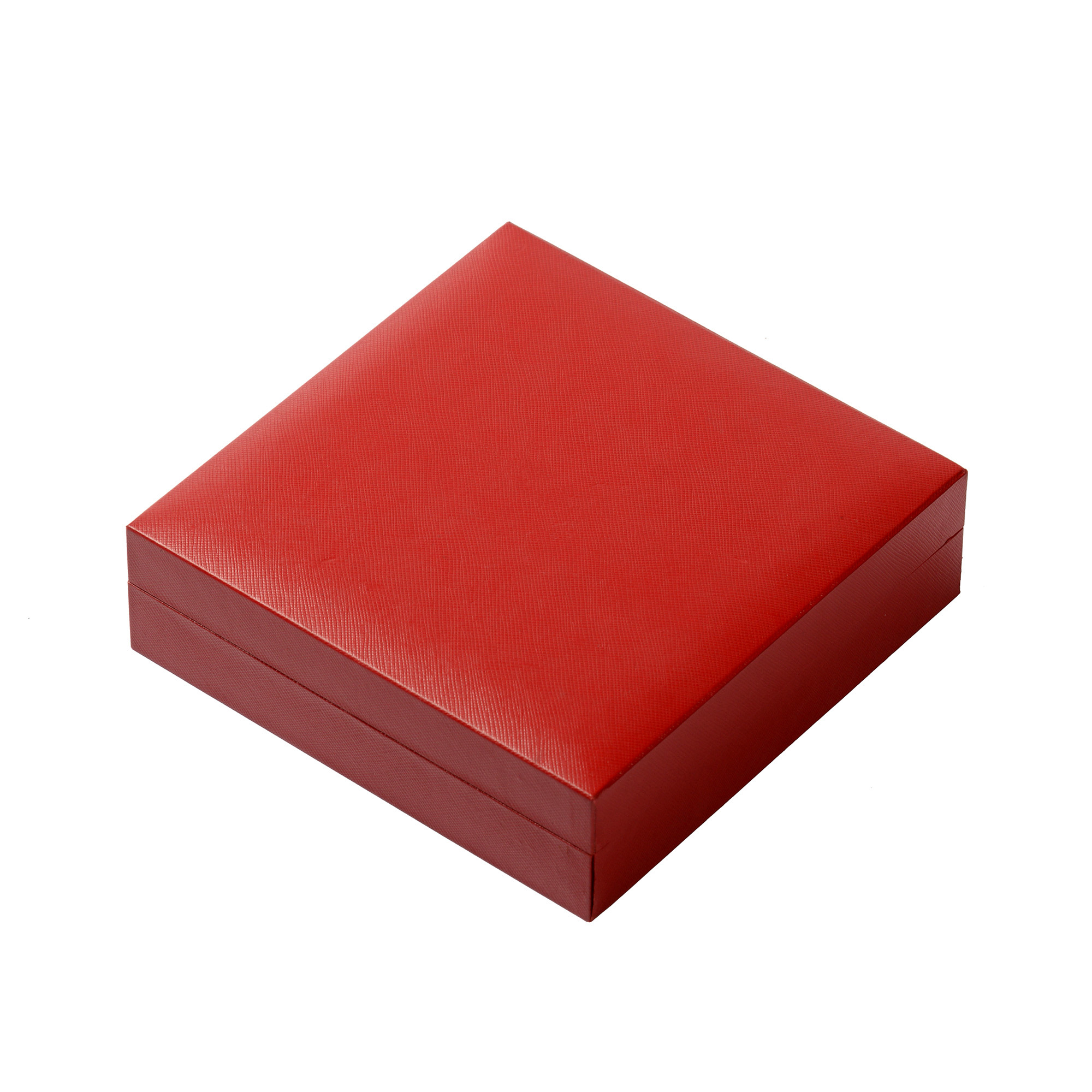 Red vellum clamshell plastic jewelry box